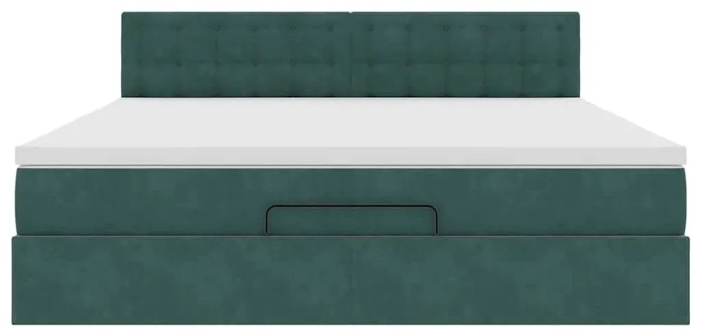 Estrutura de cama otomana com colchão 180x200 cm verde escuro