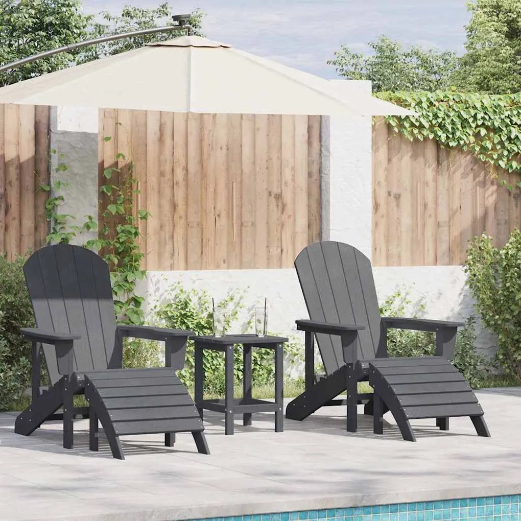 Cadeiras Adirondack vidaXL com Apoios para os Pés 2 pcs Cinza Claro HDPE
