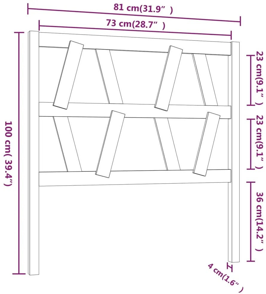 Cabeceira de cama 81x4x100 cm pinho maciço castanho mel
