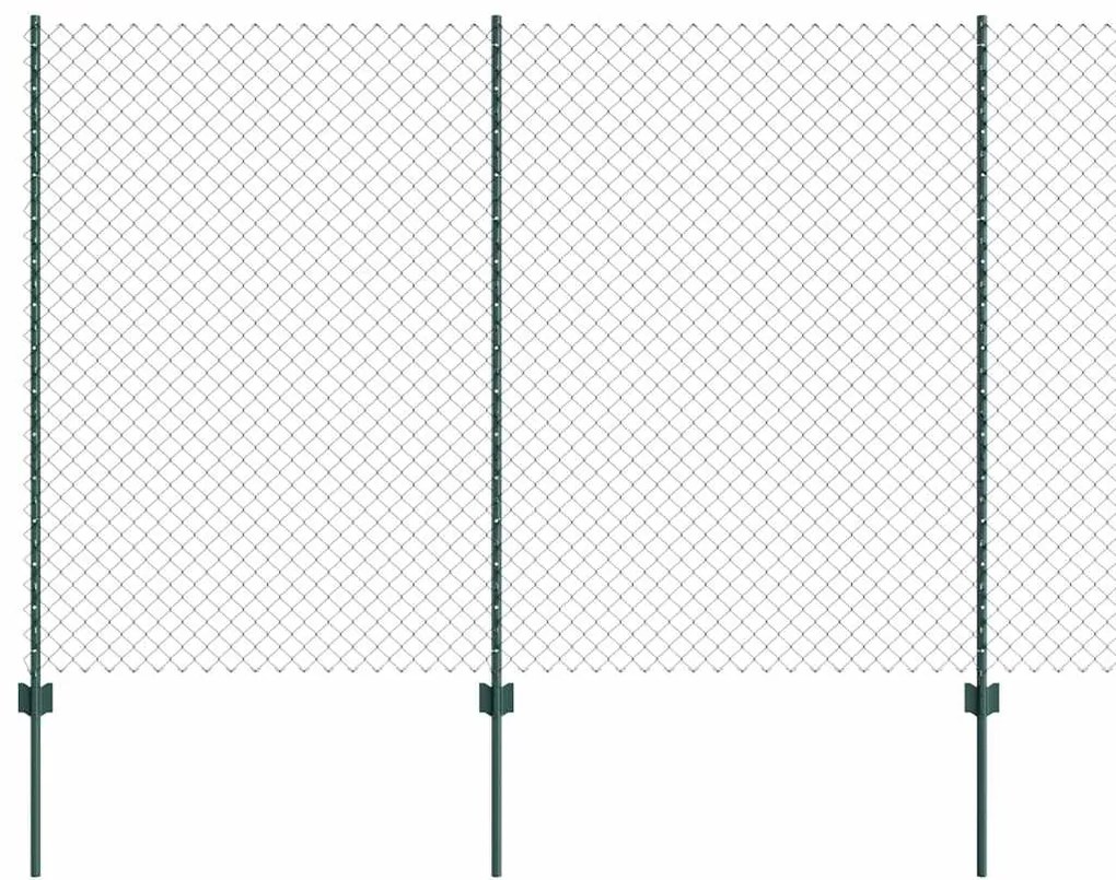 Cerca de Cadeia com 10 Postes U Verde 1.5x10 m Aço