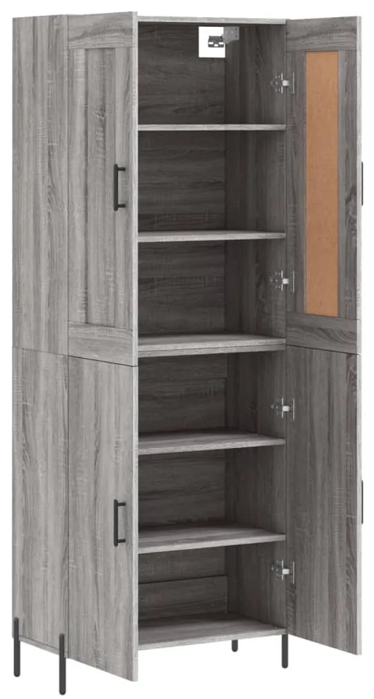 Armário alto 69,5x34x180 cm derivados de madeira sonoma cinza