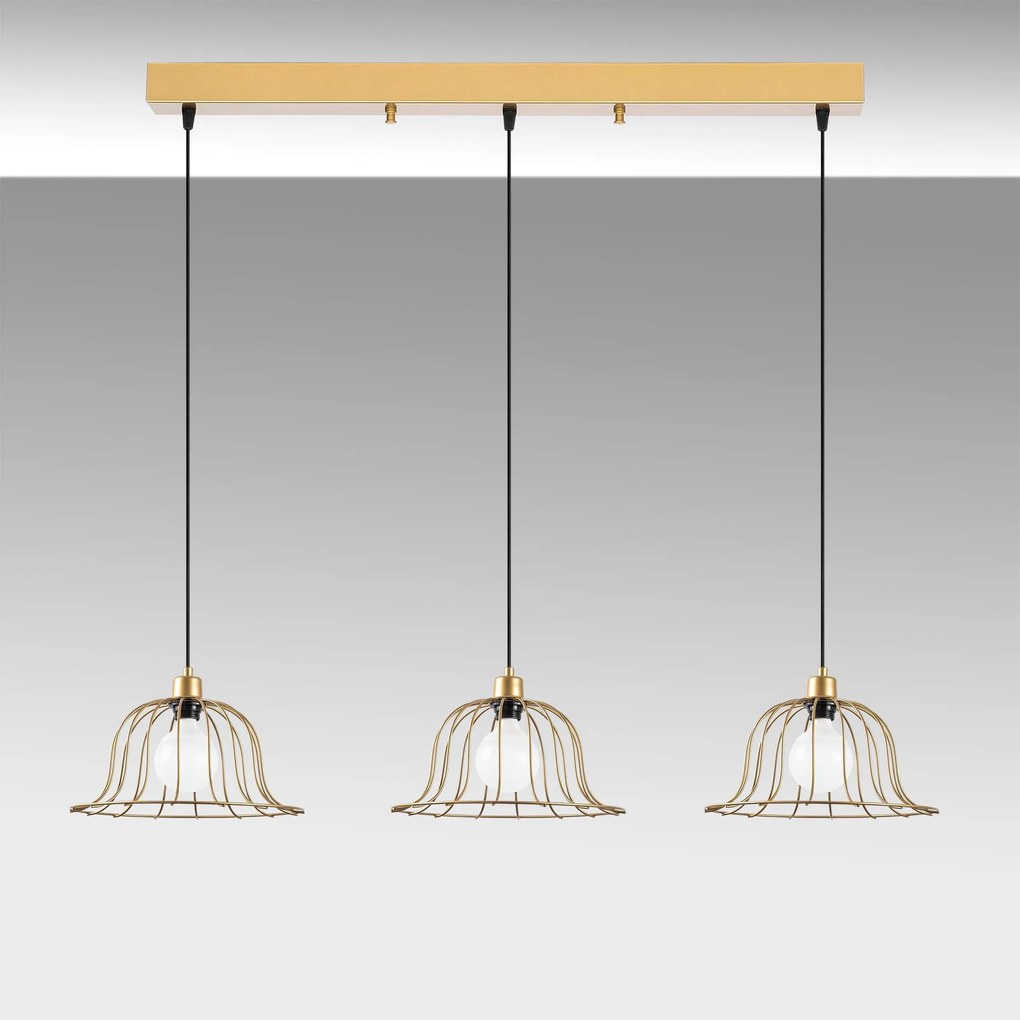 Candeeiro de Teto Boey – Dourado Brilhante – 144 x 35 x 121 cm