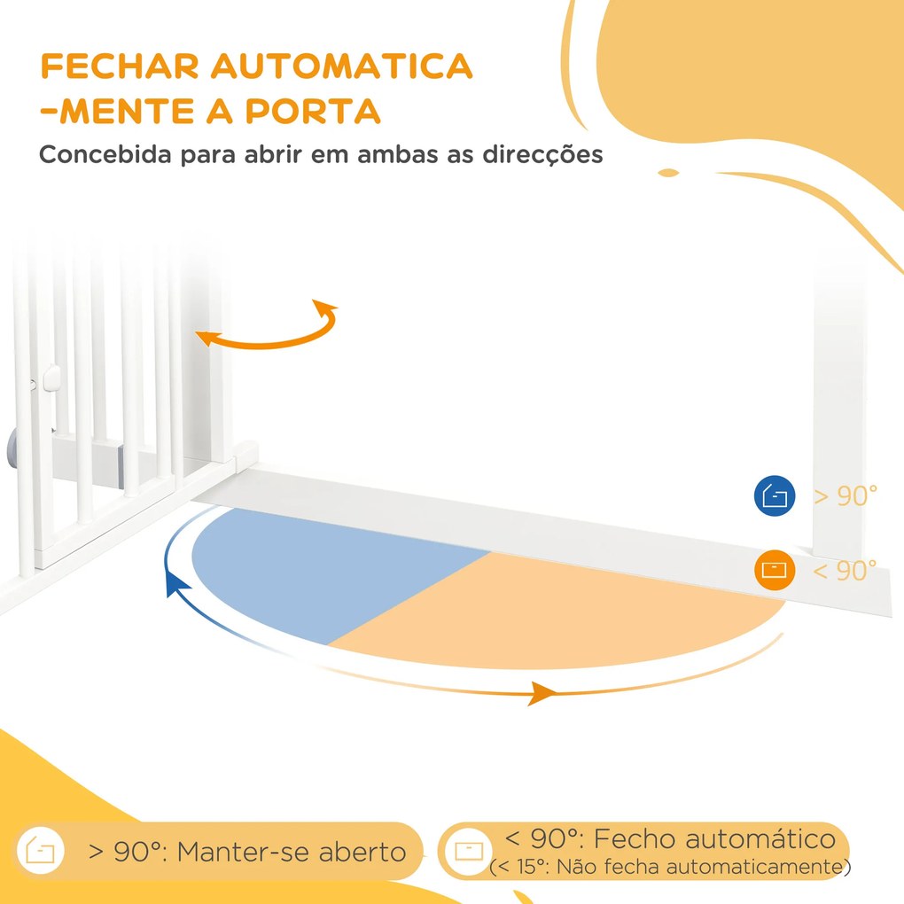 Barreira de Segurança para Cães com Porta Pequena Fechamento Automático e Sistema Duplo de Bloqueio 74-101x104,1 cm Branco