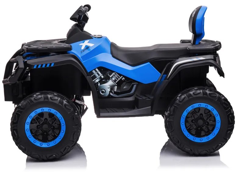 Moto 4 elétrica para crianças de 24 volts, 4x4 pneus de borracha, banco em pele Azul