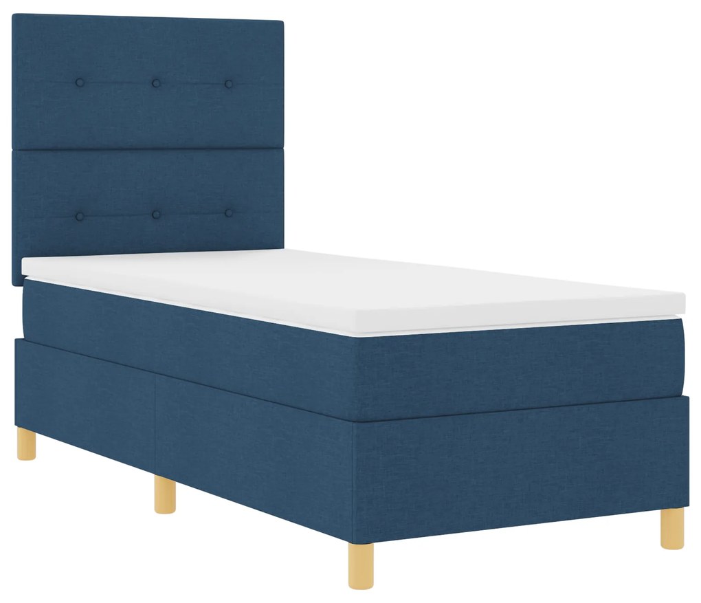 Cama Box Azul com Colchão 100x200 cm Tecido