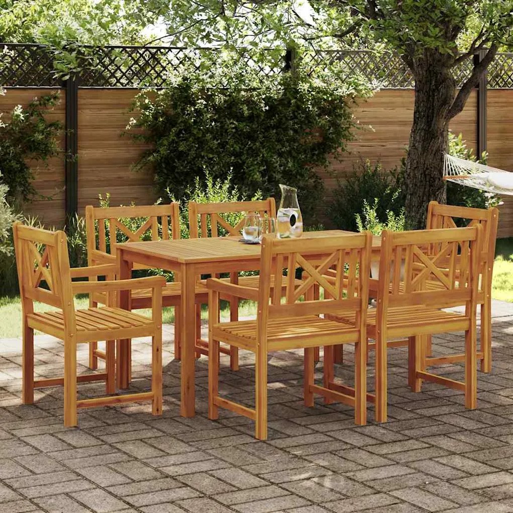 vidaXL Conjunto de Jantar para Jardim 7 pcs Castanho