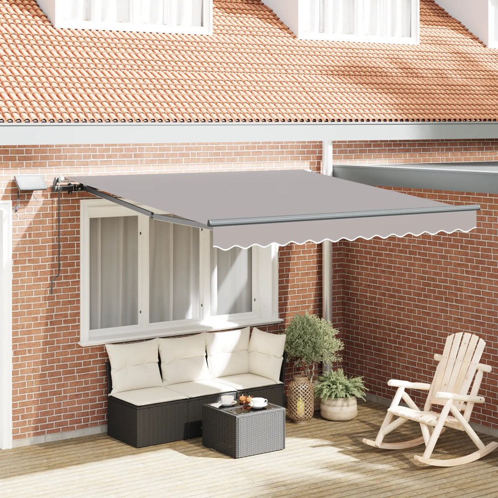 Toldo retrátil manual vidaXL com LED Cinza claro 350x250 cm