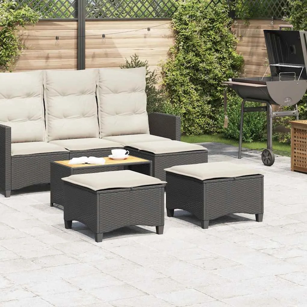 Bancos de jardim com almofadas 2 unid 55x55x36 cm vime PE preto