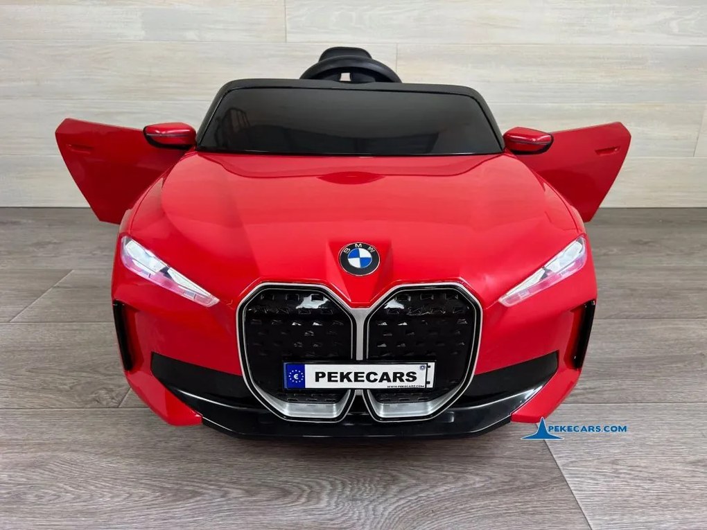 Carro elétrico para crianças BMW I4 12V 2.4G, Rodas borracha Vermelho