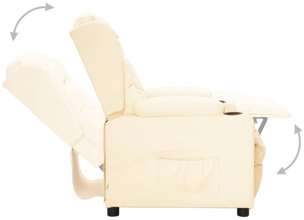 Poltrona reclinável couro artificial cor creme