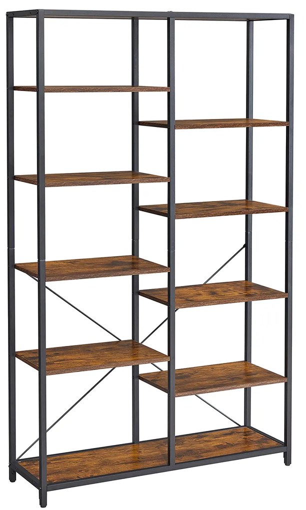 Estante VASAGLE, estante de 5 níveis, suporte de exposição vertical, para sala de estar, escritório, sala de estudo, quarto, cozinha, fácil montagem, estilo industrial, marrom rústico e preto LLS155B01