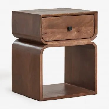 Pack De 2 Mesas De Cabeceira Retangulares 40x35 Cm Em Madeira Ferni Madeira De Cabo Escuro - Sklum