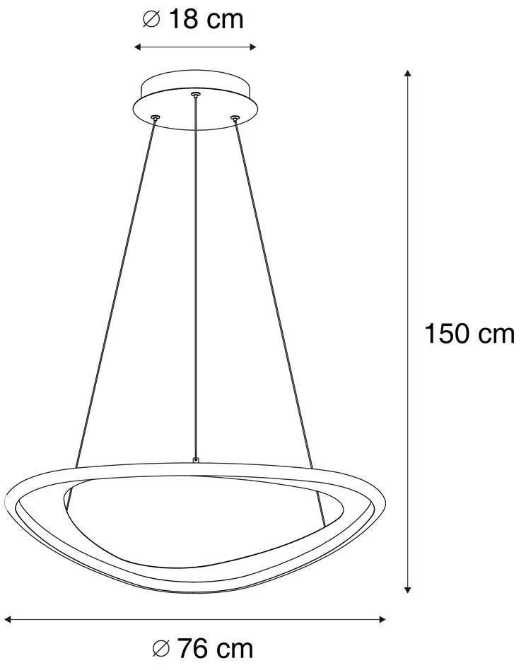 LED Candeeiro suspenso de design preto regulável em 3 níveis - Organico Design