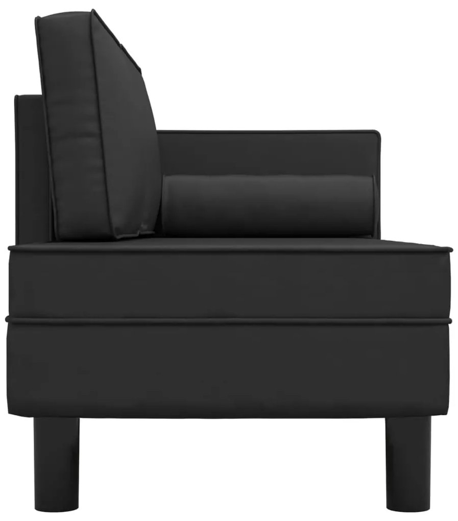 Chaise longue com almofadões e rolo couro artificial preto