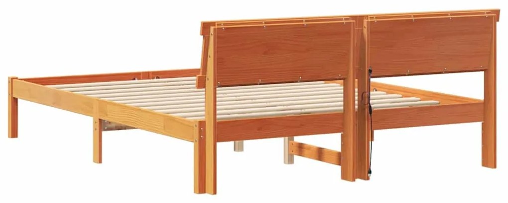 Estrutura da Cama Castanho-mel 140 x 200 cm Madeira de Pinheiro