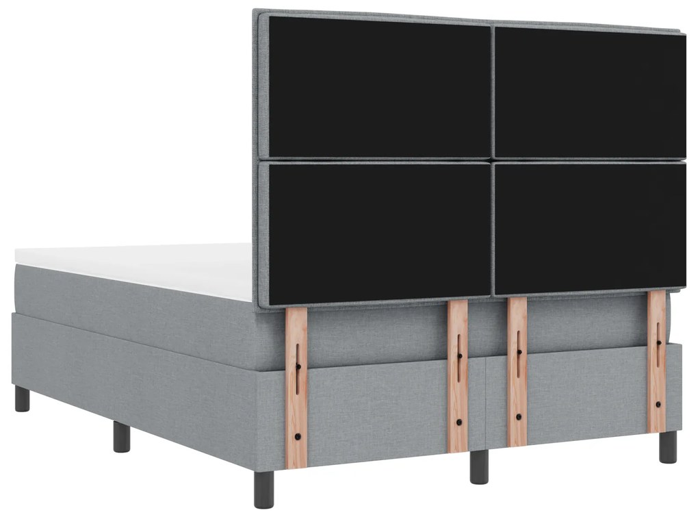 Cama Box Spring com Colchão Cinza Claro 140x200 cm Tecido