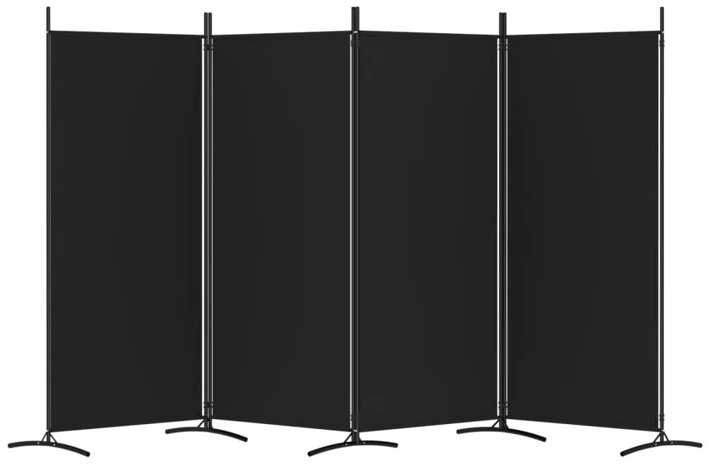 Divisória de quarto com 4 painéis 346x180 cm tecido preto