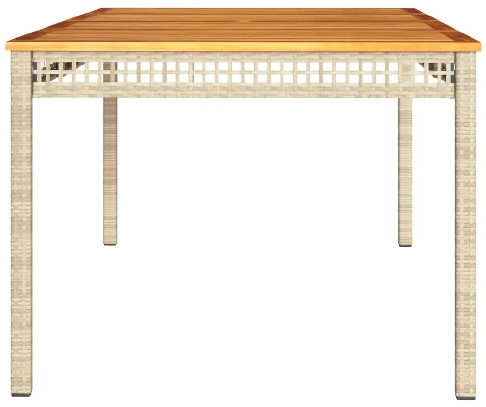 Mesa de jardim 180x90x75 cm vime PE e madeira de acácia bege