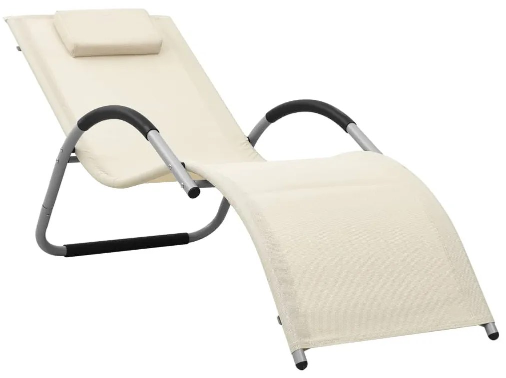 Espreguiçadeiras 2 pcs textilene cor creme e cinzento