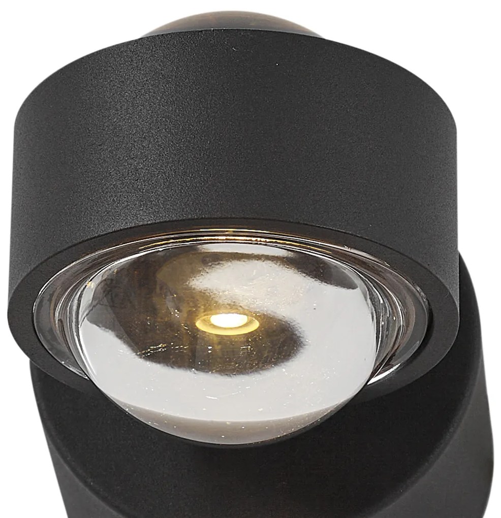 Candeeiro de parede de design preto Incl. LED IP44 - Lens Design