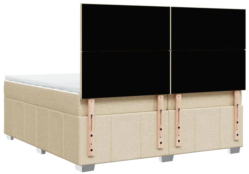Cama com molas/colchão 200x200 cm tecido cor creme