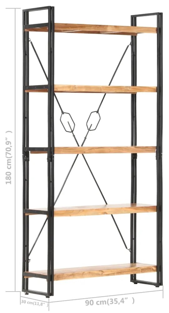 Estante com 5 prateleiras 90x30x180cm madeira de acácia maciça