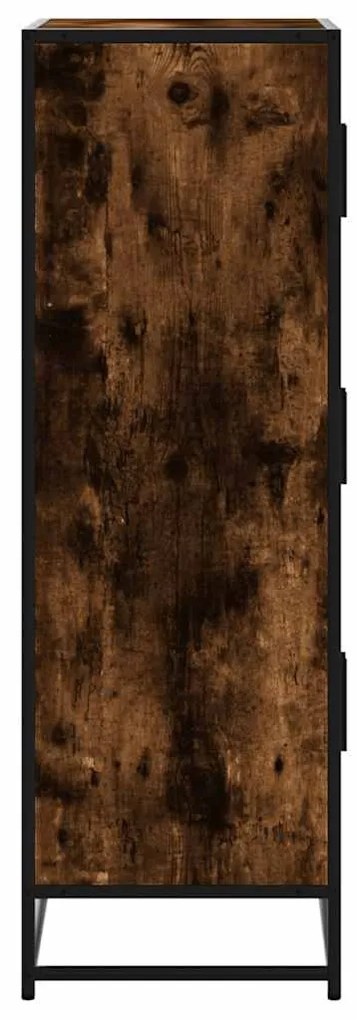 Armário alto 68x35x106,5 cm madeira e metal carvalho fumado
