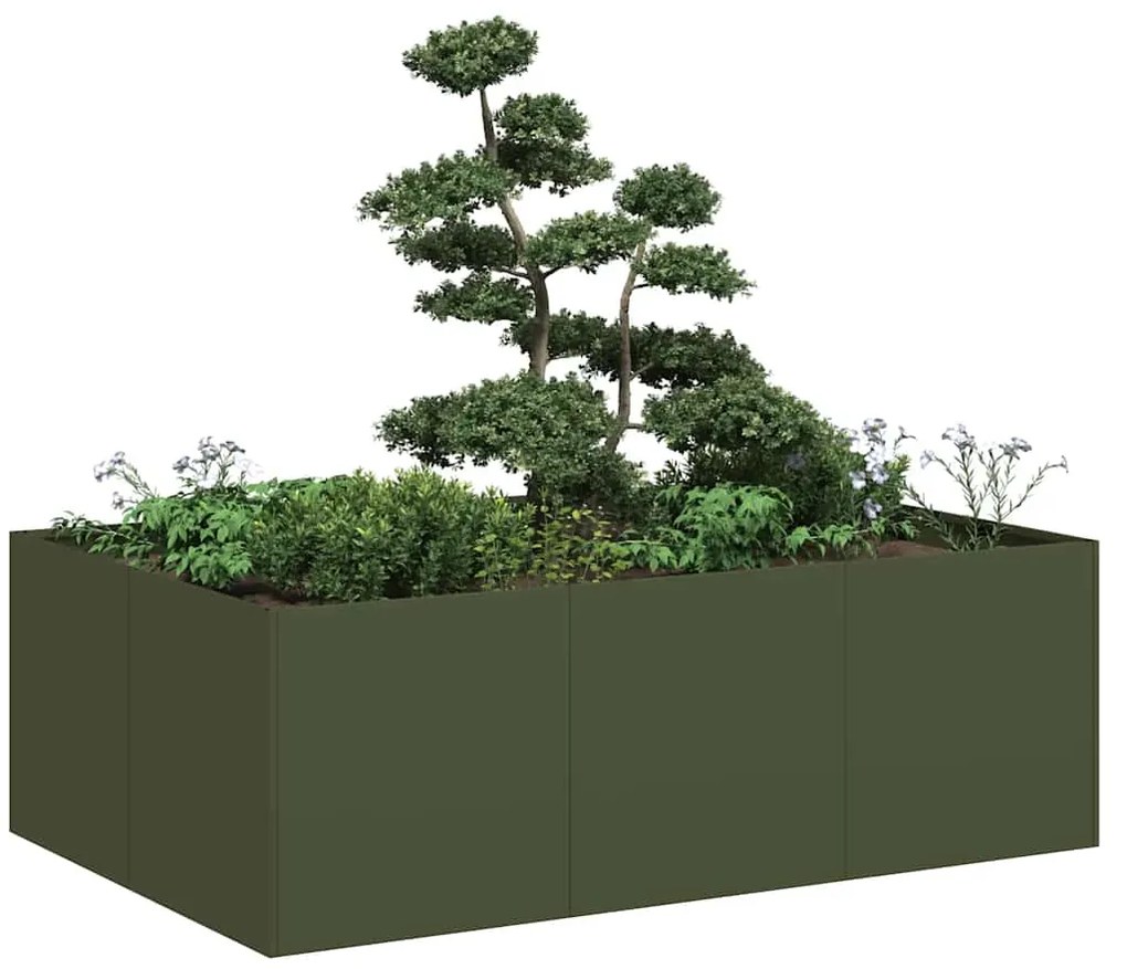 Vaso/floreira 120x80x40 cm aço verde azeitona