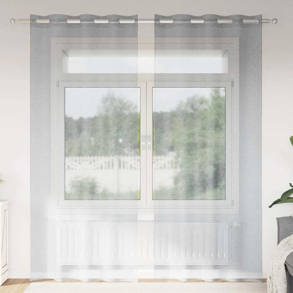 Cortinas 2 pcs Cinzento-escuro 140 x 245 cm Poliéster
