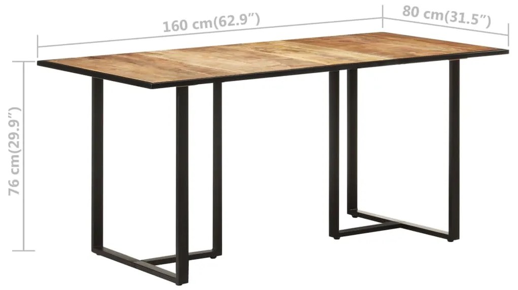 Mesa de jantar 160 cm madeira de mangueira áspera