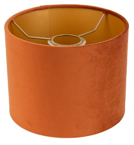 Abajur de tecido laranja com interior dourado 18/18/14