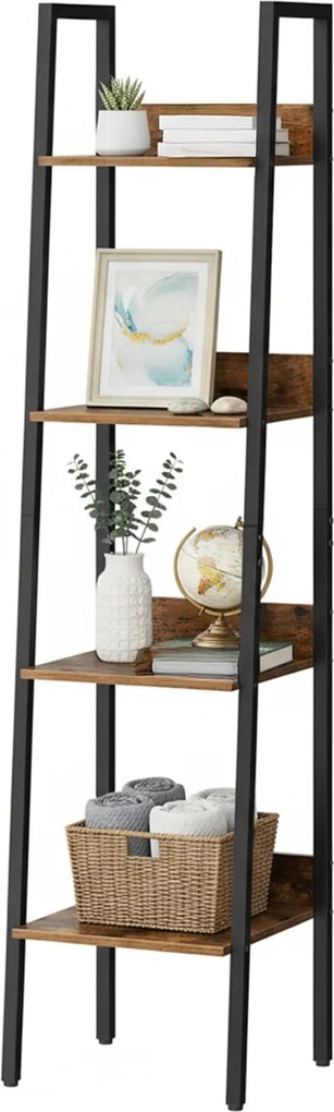 Estante com 4 níveis 29,9 x 33,8 x 141 cm castanho e preta