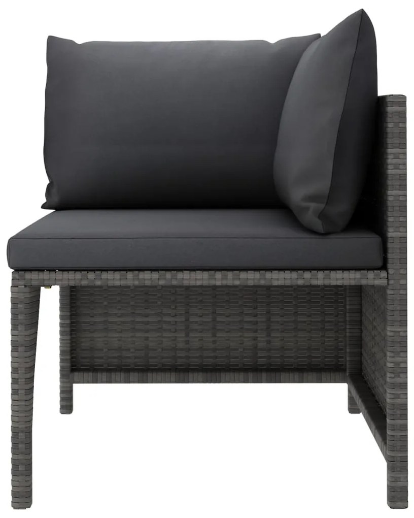 9 pcs conjunto lounge de jardim c/ almofadões vime PE cinzento