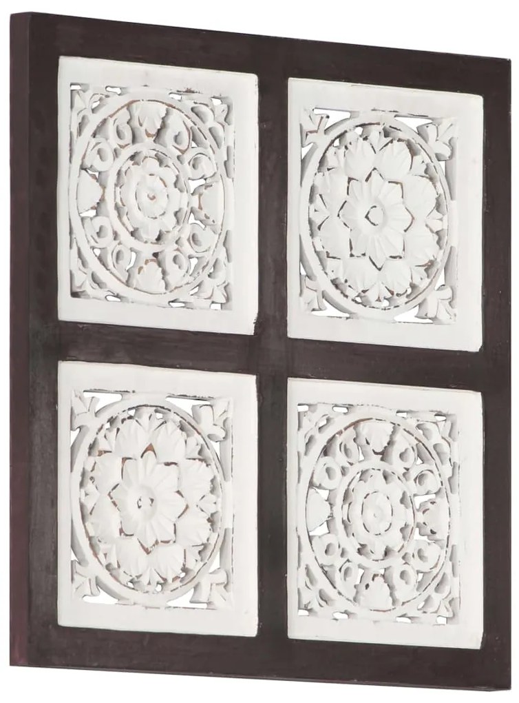 Painel parede esculpido à mão MDF 40x40x1,5 cm castanho/branco