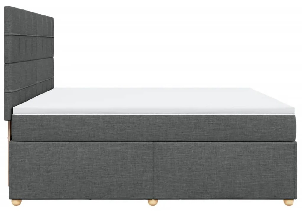 Cama com molas/colchão 200x200 cm tecido cinzento-escuro