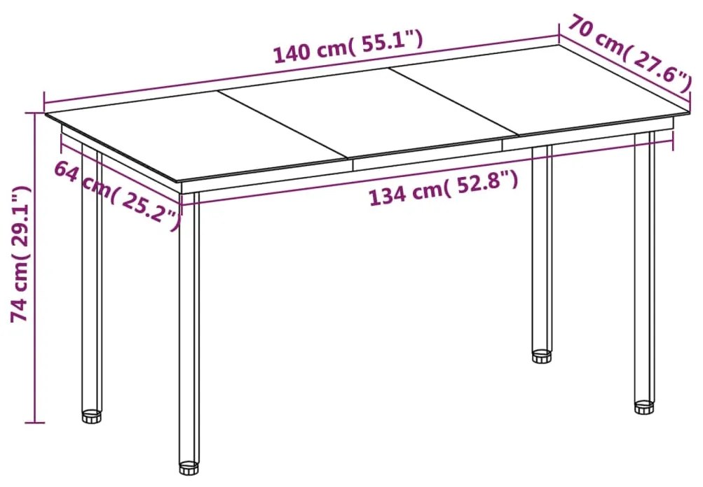5 pcs conjunto de jantar p/ jardim c/ almofadões vime PE/vidro