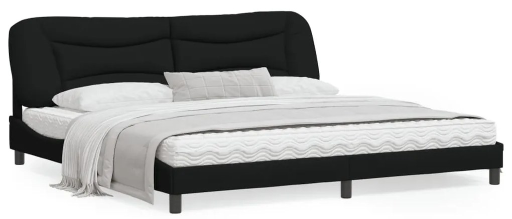 3207795 vidaXL Estrutura de cama com cabeceira 200x200 cm tecido preto