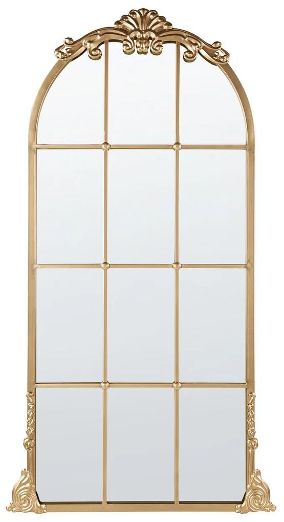 Espelho de parede com forma de janela em metal dourado 66 x 124 cm NOIDAN Beliani