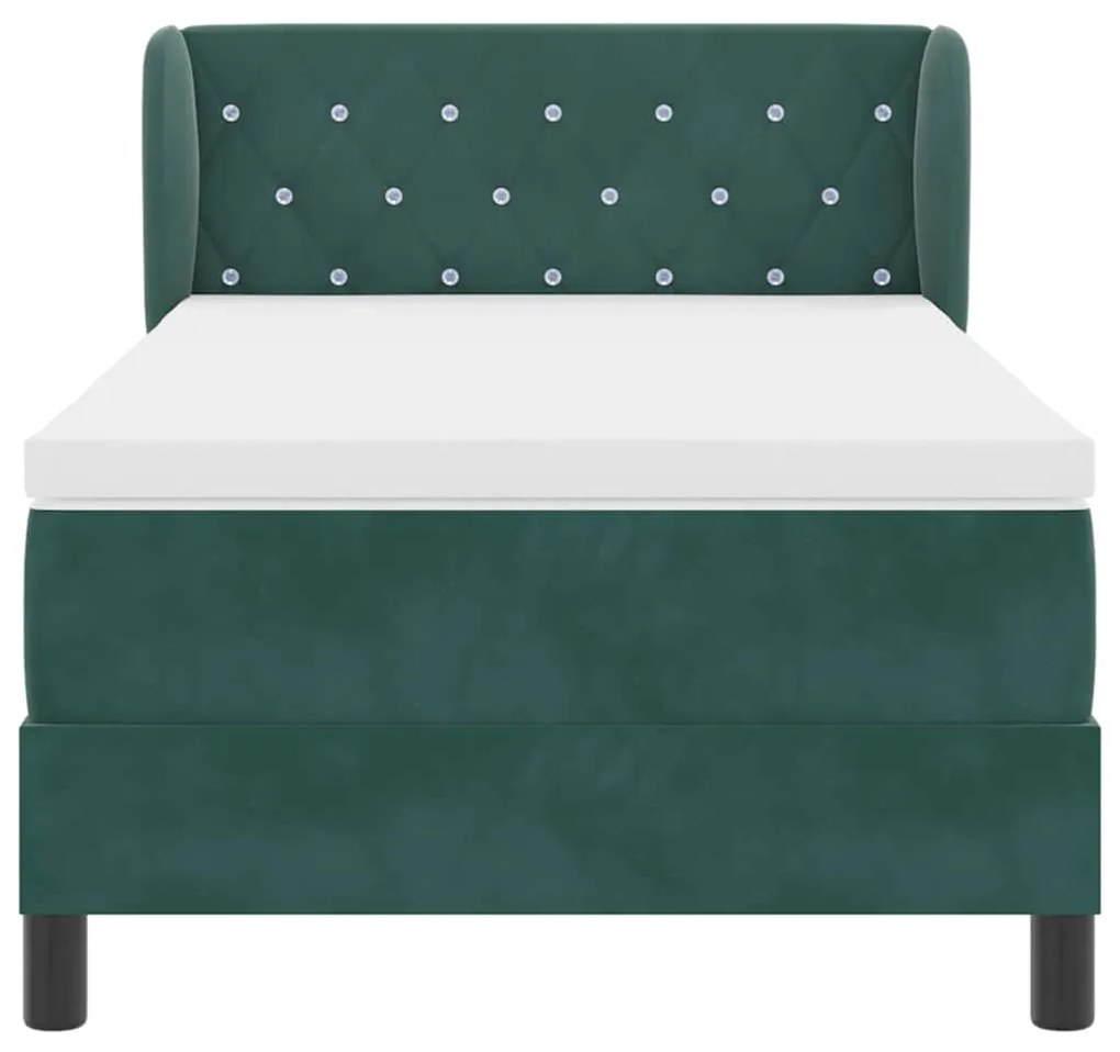 Cama Box Spring vidaXL com Colchão Verde Escuro 100x200 cm Veludo