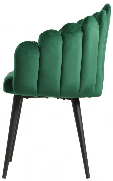Conjunto 2 Cadeirões Jantar DEVIN, metal, tecido veludo verde escuro