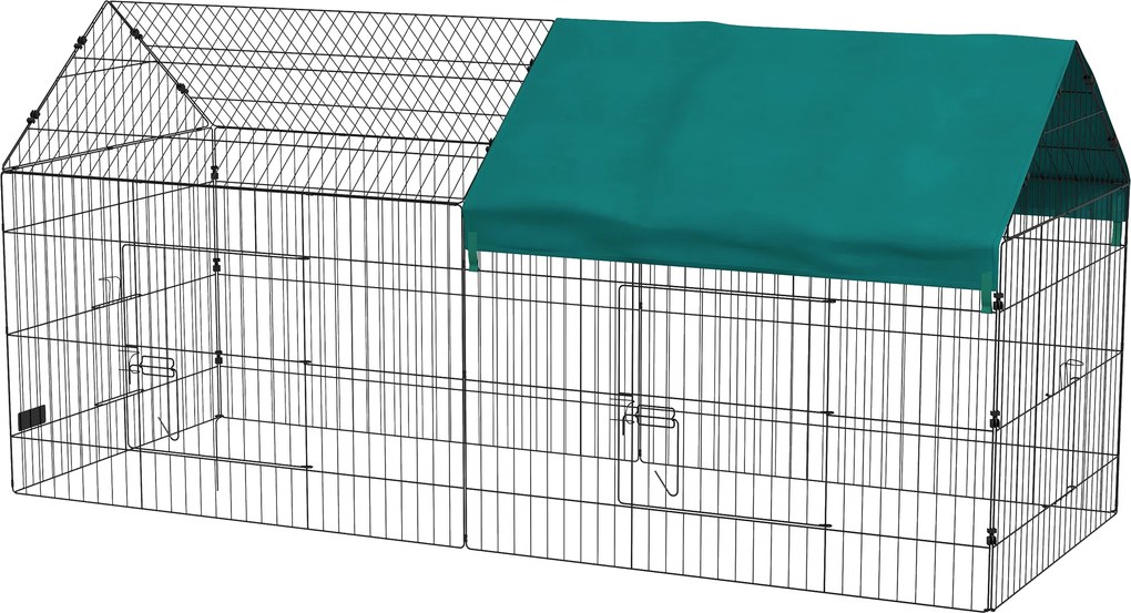 Parque modular 220 L x 85 L x 103 A cm em aço com lona para coelhos, roedores e pequenos animais, para interior e exterior, verde, preto