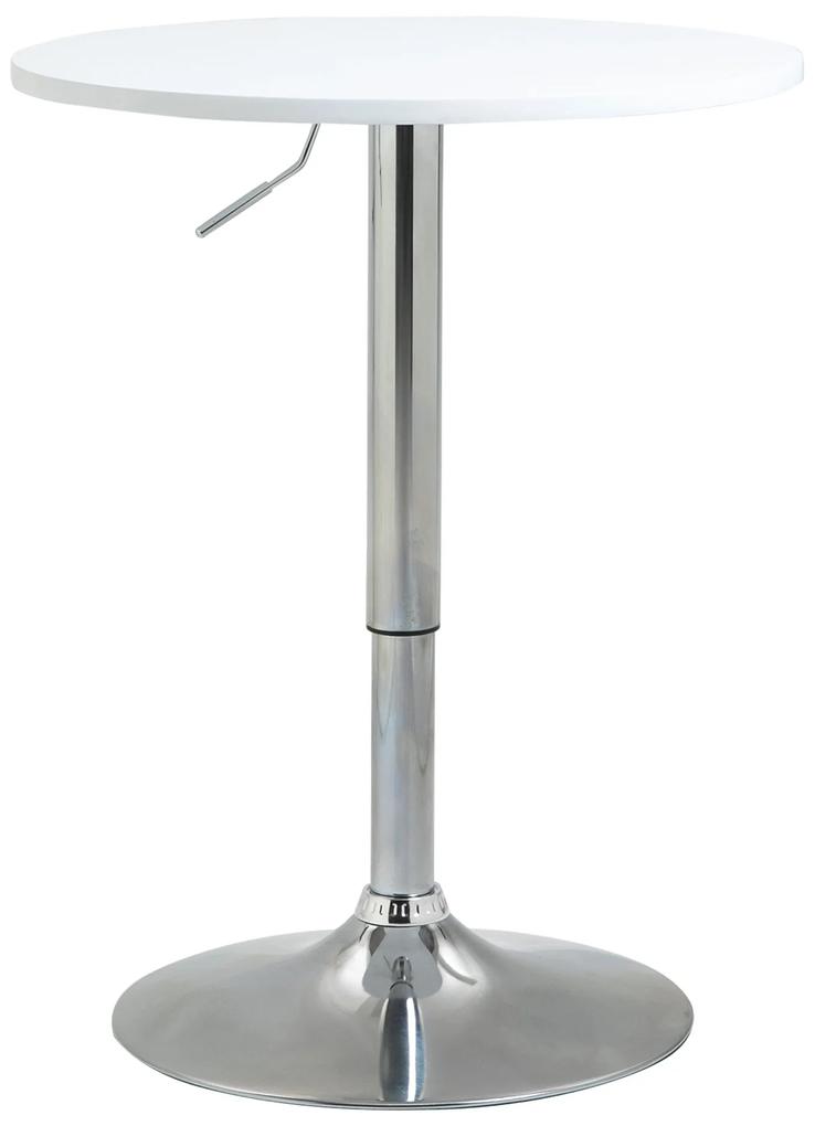Mesa de bar ajustável em altura com base redonda e antideslizante para cozinha sala de jantar Ø60x69-93 cm Branco