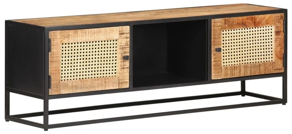 Móvel de TV 120x30x40cm mangueira áspera maciça e palha natural