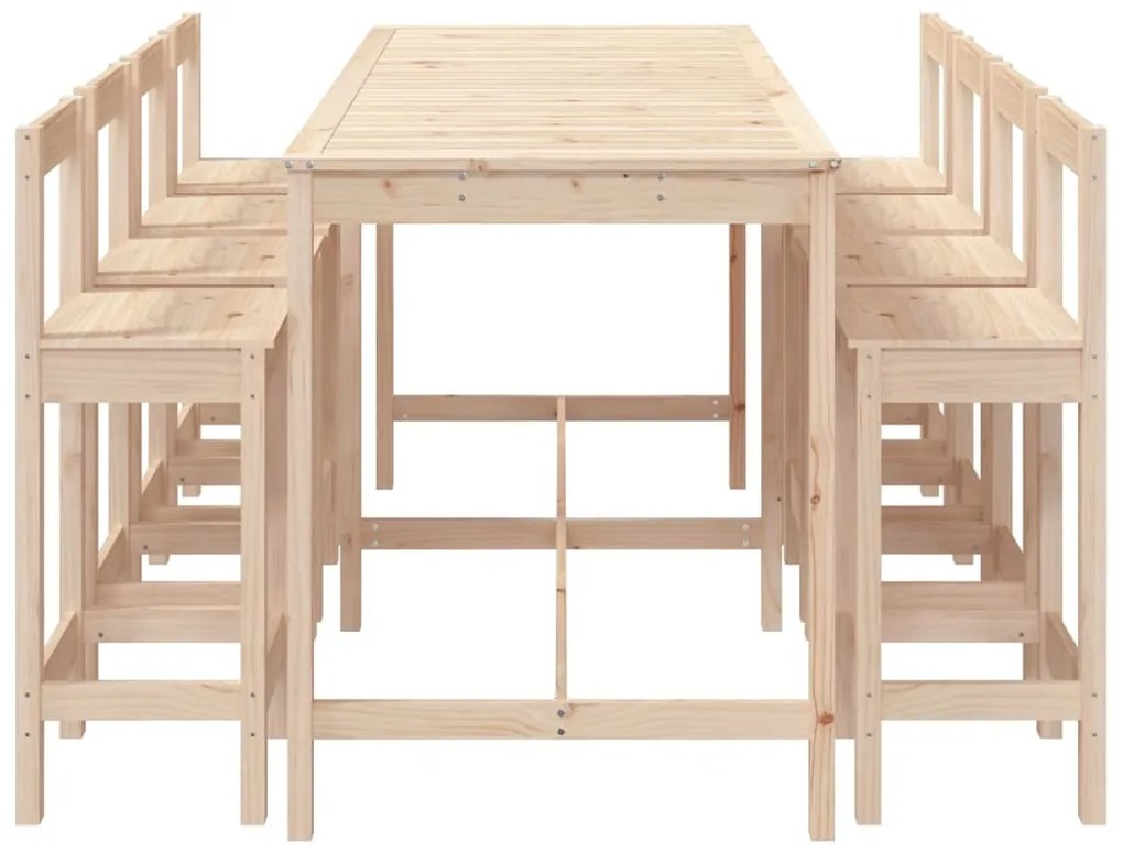 9 pcs conjunto de bar para jardim pinho maciço