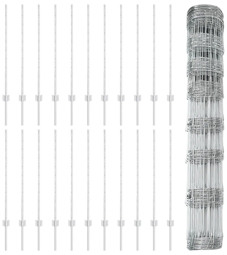 Posts de Cerca vidaXL 22 pcs U-Channel 100 cm Aço Galvanizado, Cerca d
