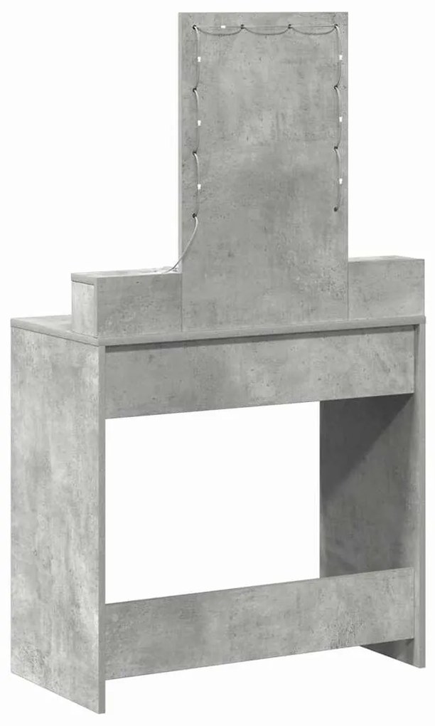 mesa de maquilhagem vidaXL com luzes LED cinza de betão 79x41x140 cm