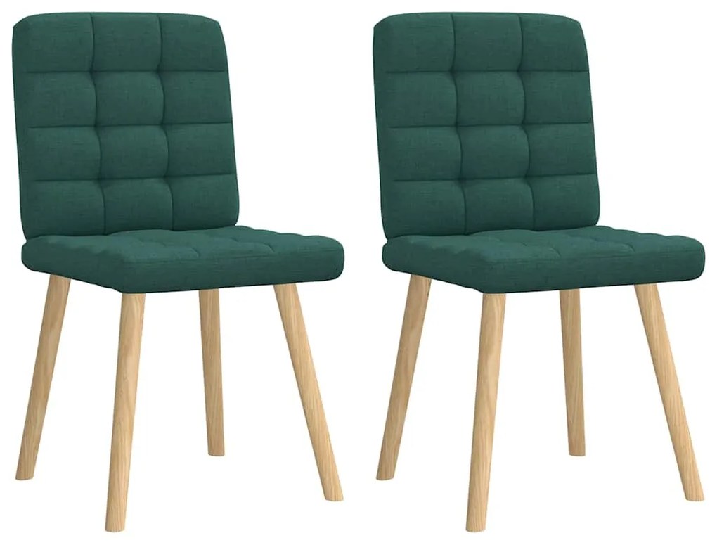 Cadeiras de jantar 2 pcs tecido verde-escuro