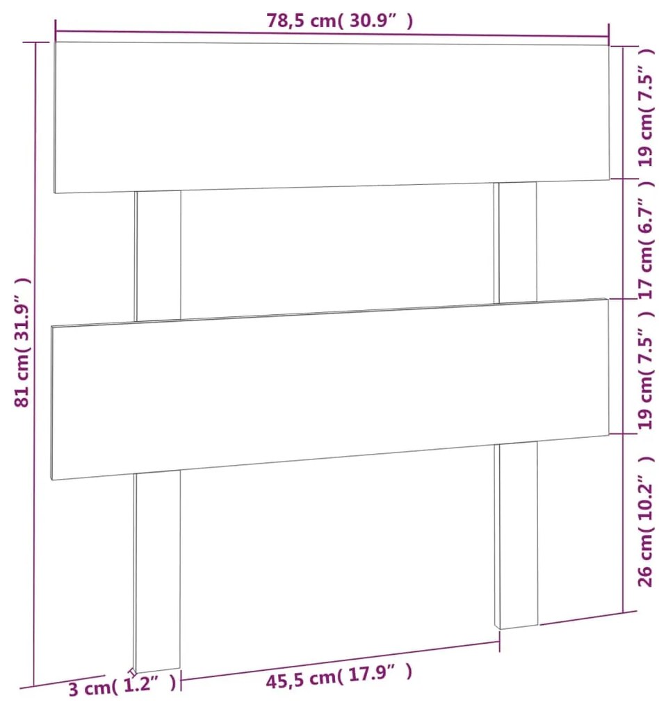 Cabeceira de cama 78,5x3x81 cm pinho maciço cinzento
