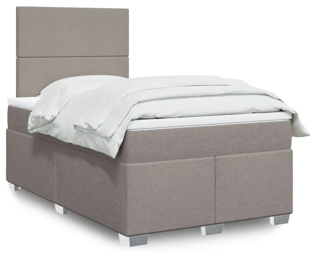 Cama boxspring c/ colchão 120x190cm tecido castanho-acinzentado