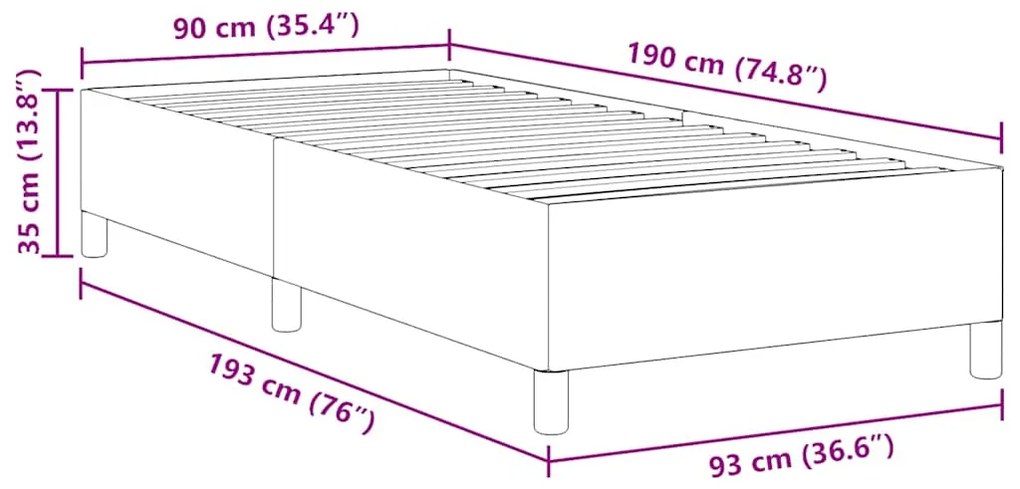 Estrutura de Cama vidaXL Azul 90x190 cm em Tecido Corduroy